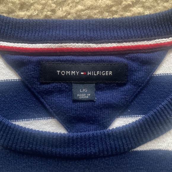 Tommy Hilfiger Blue, White, and Grey Striped Sweater - Picture 2 of 2